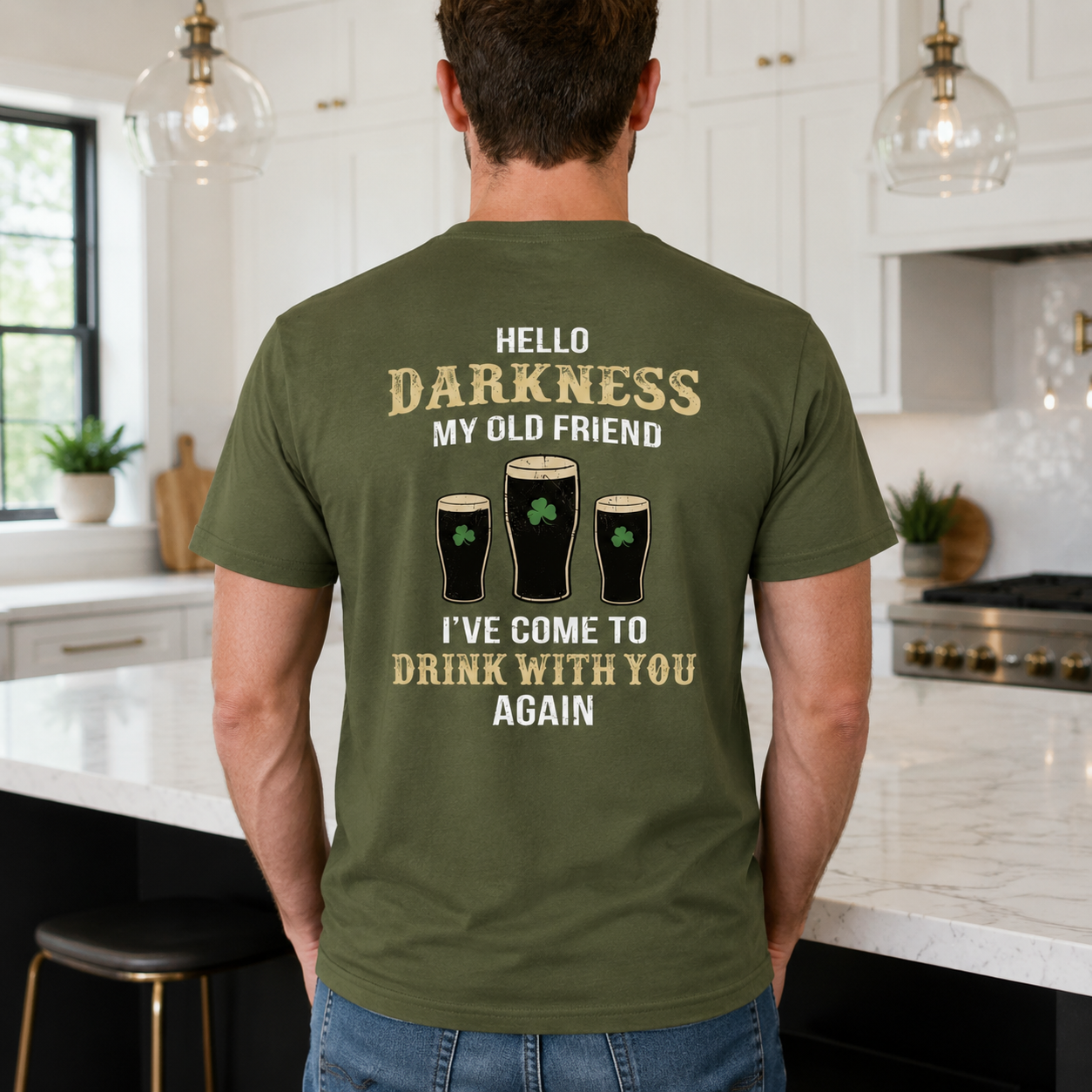 Custom Irish Darkness Front Shamrock T-Shirt — Custom Gift 8WMV8