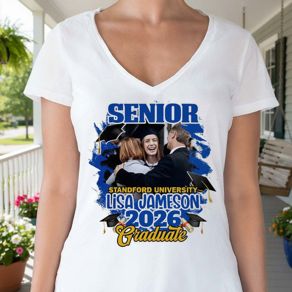 Custom Congrats Senior Graduation Bright T-Shirt — Custom Gift KQSBE