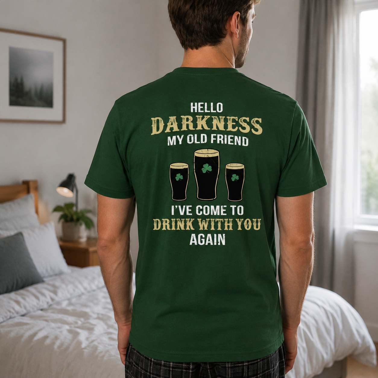 Custom Irish Darkness Front Shamrock T-Shirt — Custom Gift 8WMV8