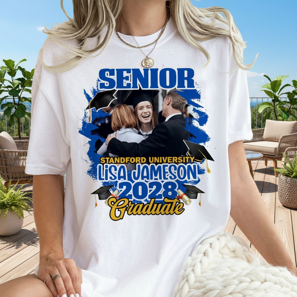 Custom Congrats Senior Graduation Bright T-Shirt — Custom Gift KQSBE