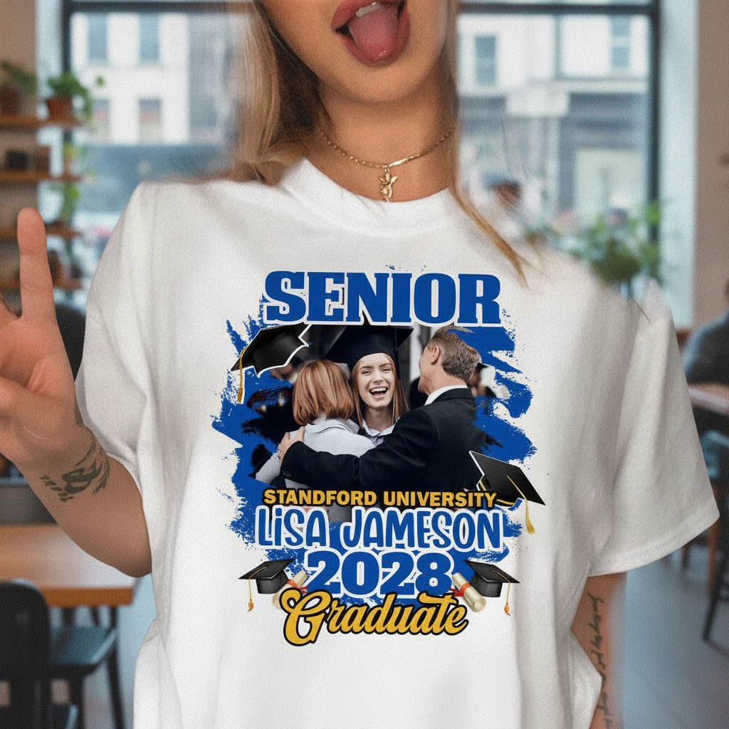 Custom Congrats Senior Graduation Bright T-Shirt — Custom Gift KQSBE