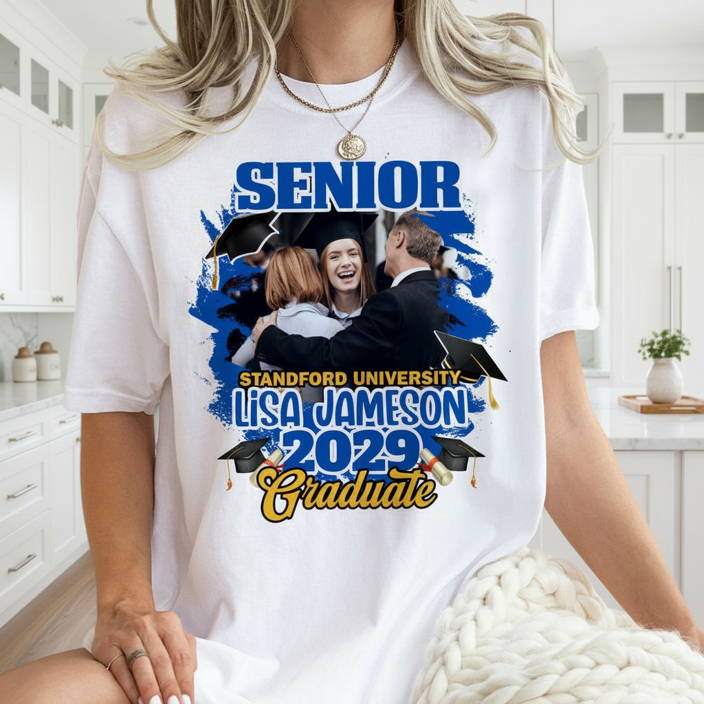 Custom Congrats Senior Graduation Bright T-Shirt — Custom Gift KQSBE
