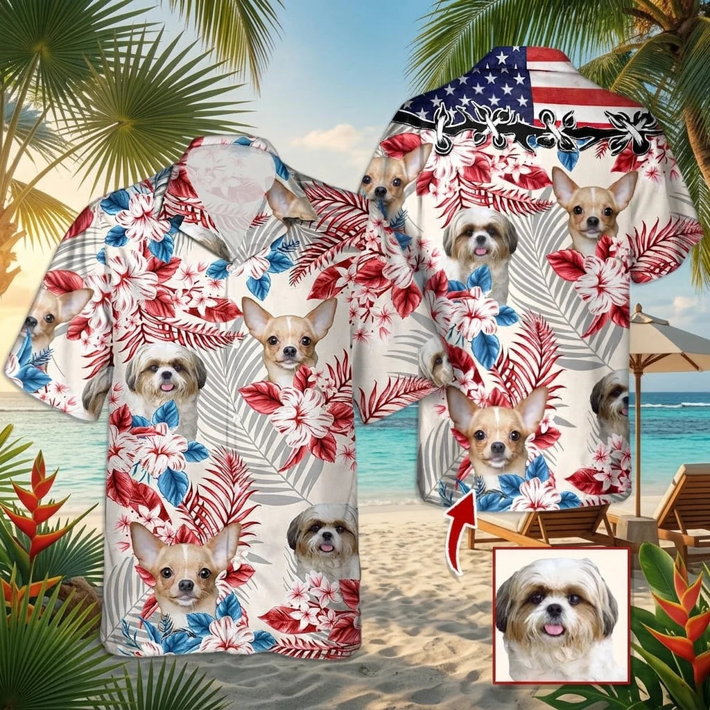 Custom America Hawaiian Shirt Hawaiian Shirt - design close up view