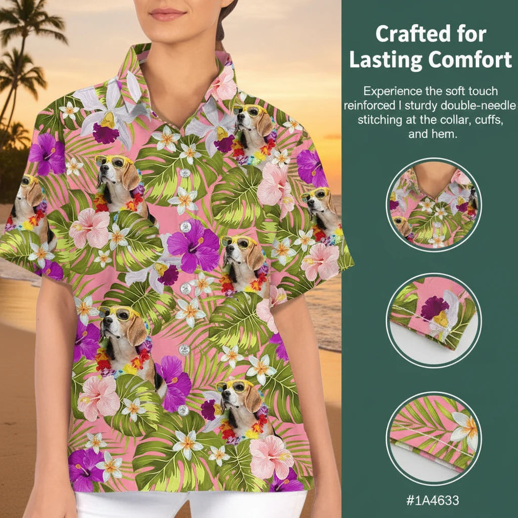 Custom Dog Photo Tropical Hawaiian Shirt - size chart