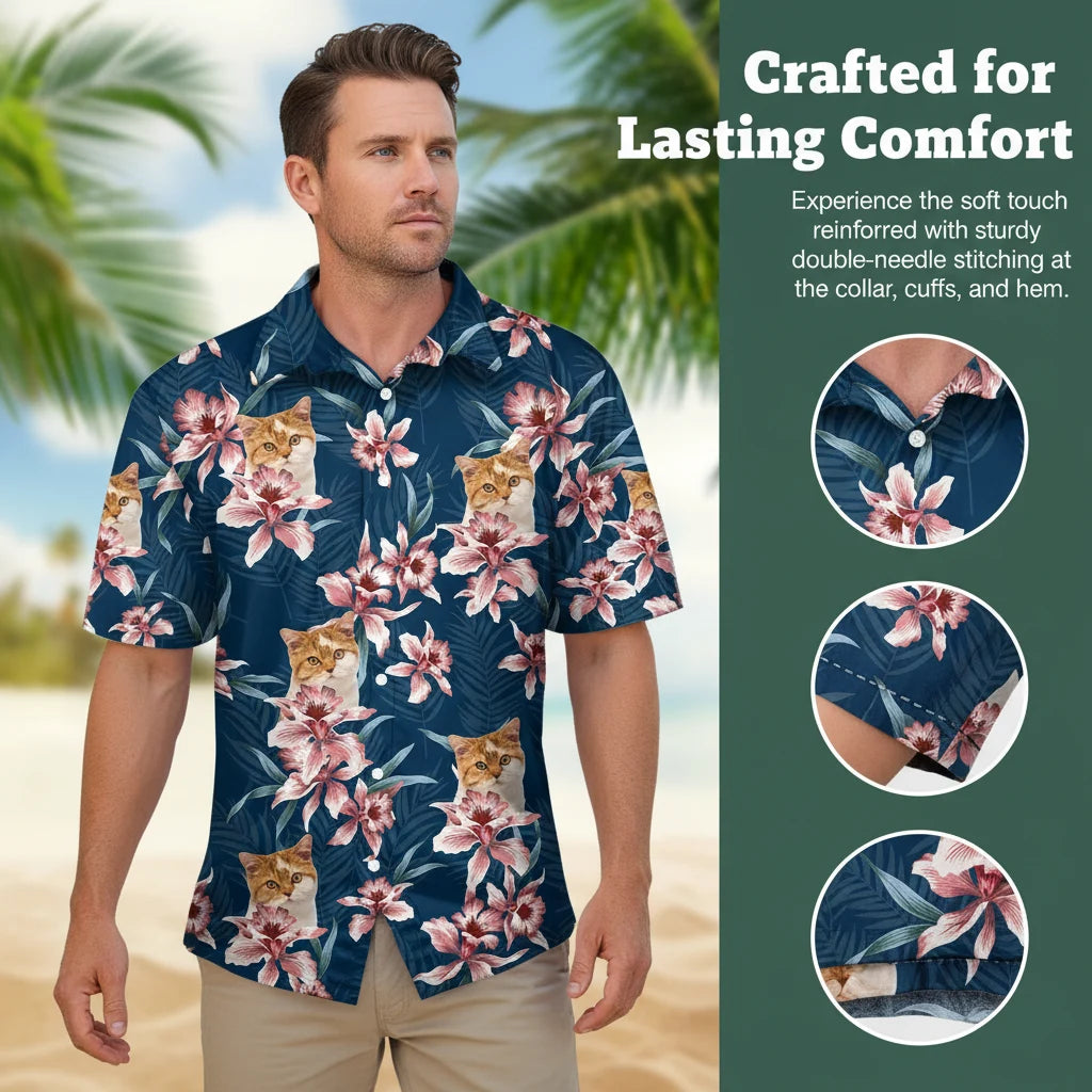 Custom Cat Lily Flowers Hawaiian Shirt - product care and notice