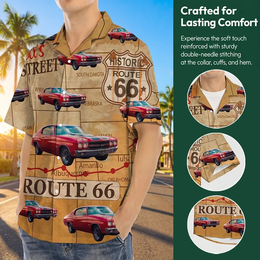 Custom Car Route 66 Hawaiian Shirt - size chart