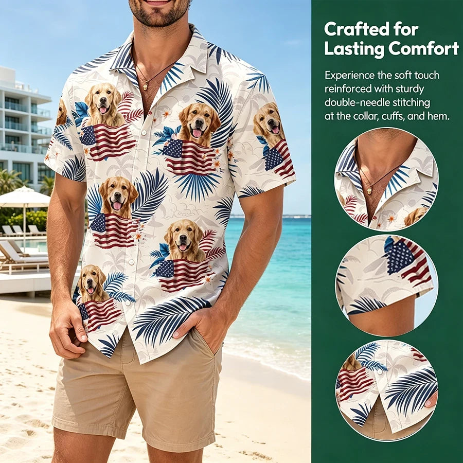 Custom Dog Cat America Hawaiian Shirt - size chart