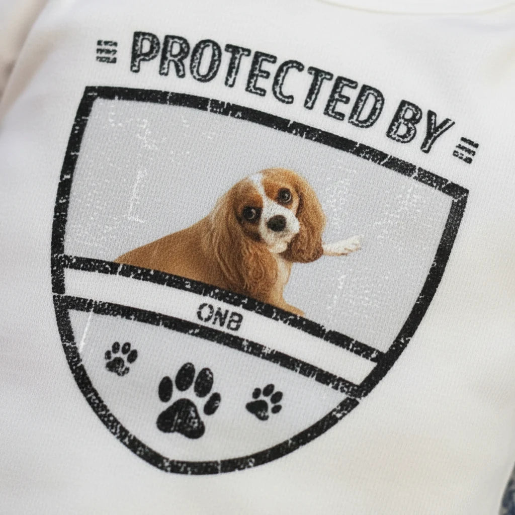 Custom Protected Kid Dog T-Shirt - design close up view