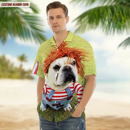 Custom Pet Photo Hawaiian Hawaiian Shirt - design close up view