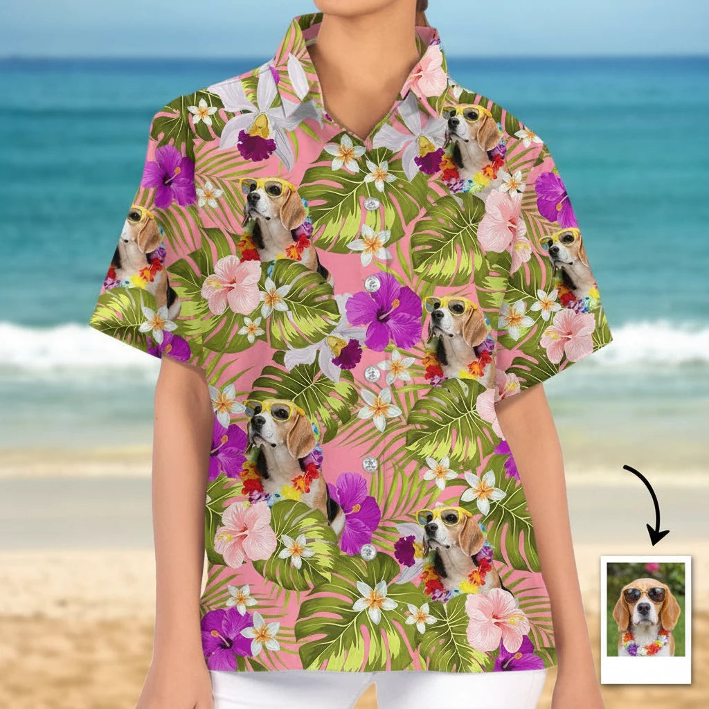 Custom Dog Photo Tropical Hawaiian Shirt - product care and notice