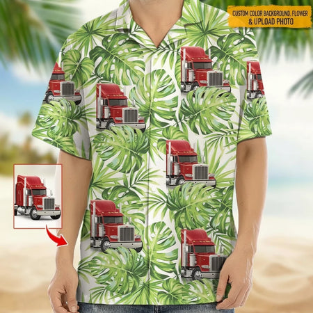 Custom Truck Hawaiian Shirt Hawaiian Shirt - design close up view