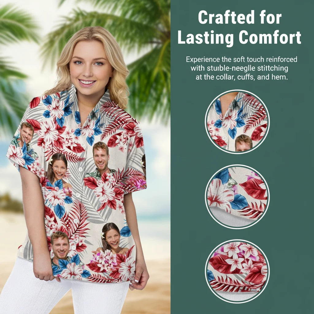 Custom America Hawaiian Shirt Hawaiian Shirt - white background product photo