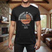 Custom Name Descendant Patriot T-Shirt - product care and notice