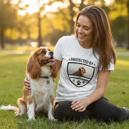 Custom Protected Kid Dog T-Shirt - detail view of personalized print