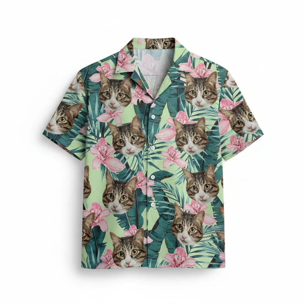 Custom Funny Face Cat Hawaiian Shirt - product care and notice