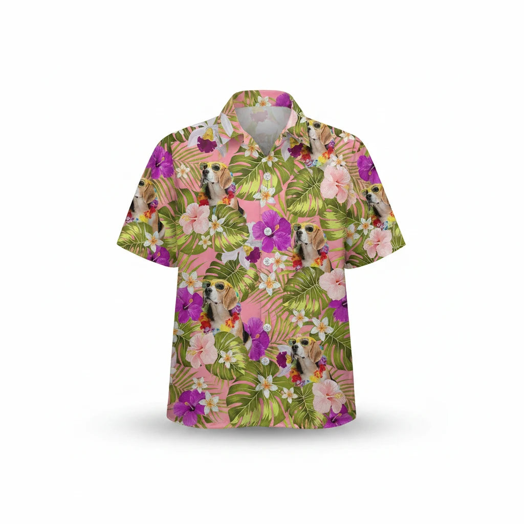 Custom Dog Photo Tropical Hawaiian Shirt - product care and notice
