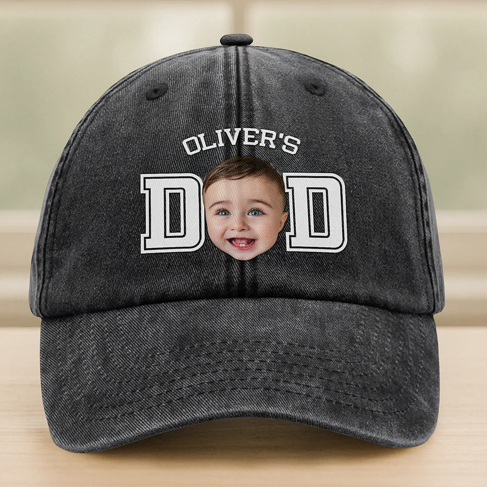 Custom Photo Kid Dad Baseball Cap - main product view with custom photo design