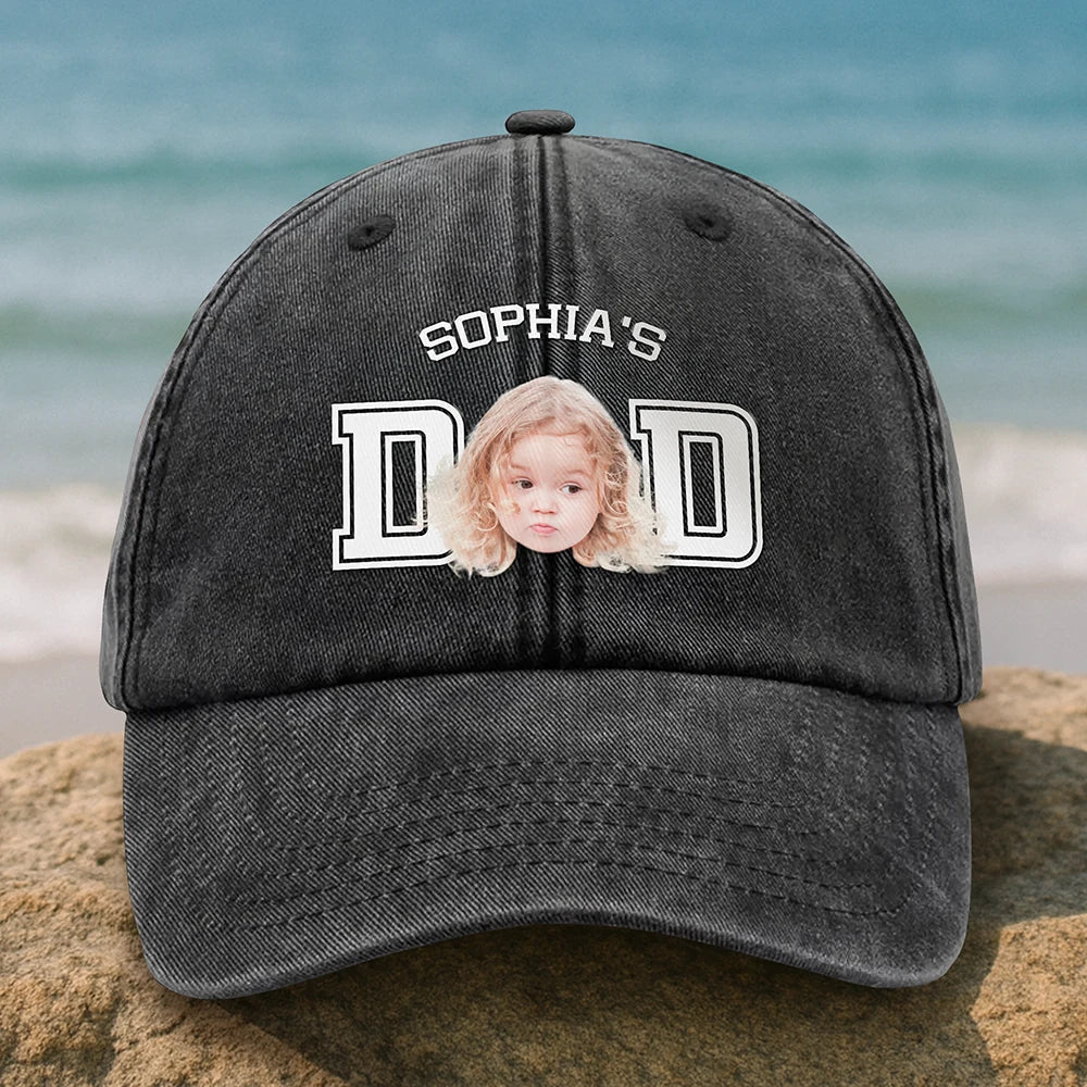 Custom Photo Kid Dad Baseball Cap - detail view of personalized print