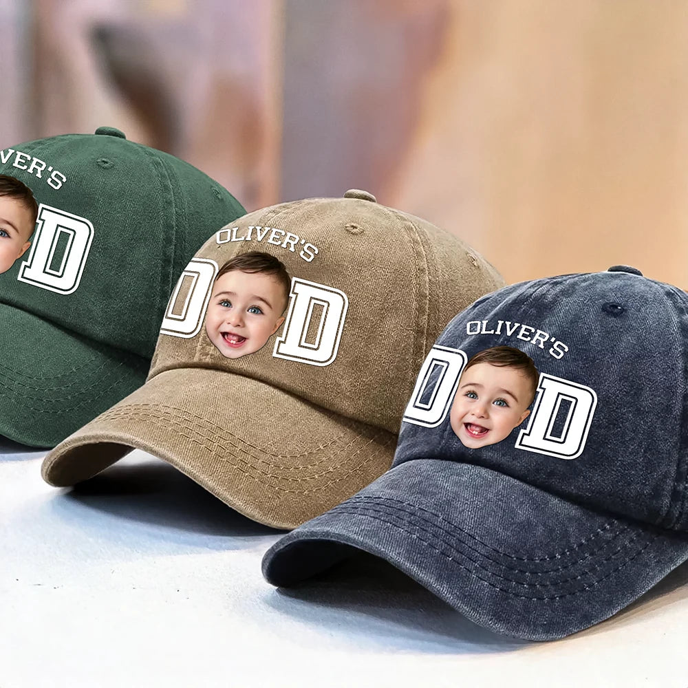 Custom Photo Kid Dad Baseball Cap - white background product photo