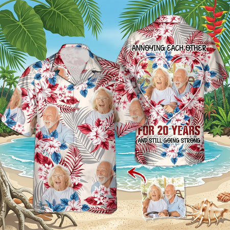 Custom Annoying Each Other Hawaiian Shirt - main product view with custom photo design