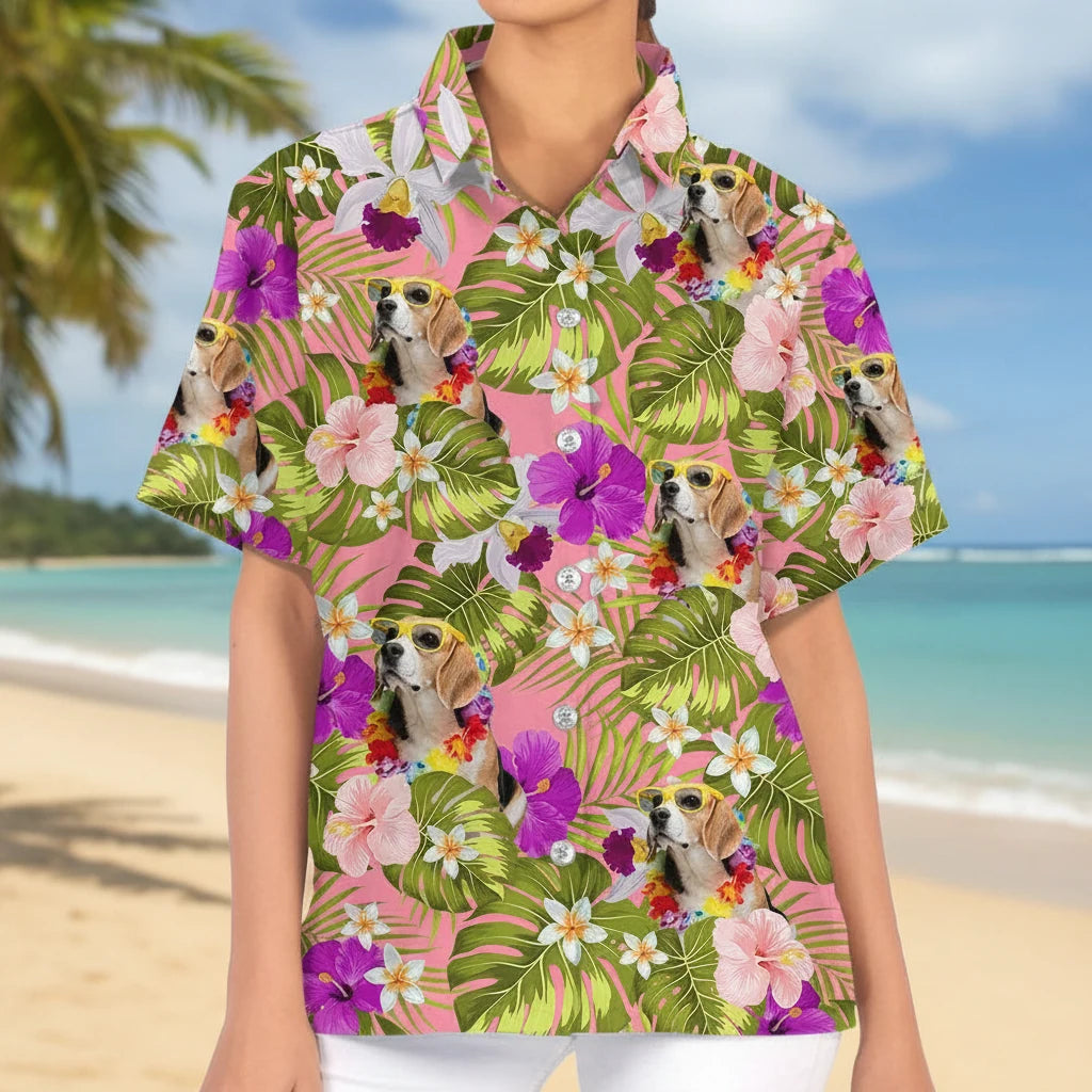 Custom Dog Photo Tropical Hawaiian Shirt - product care and notice