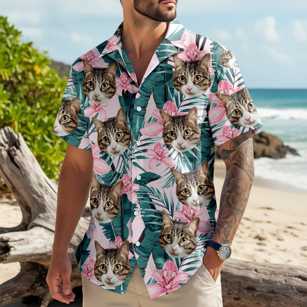 Custom Funny Face Cat Hawaiian Shirt - product care and notice