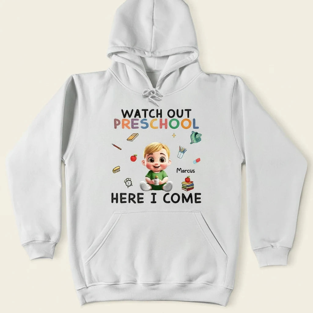 Watch Out Kindergarten Here T-shirt - white background product photo