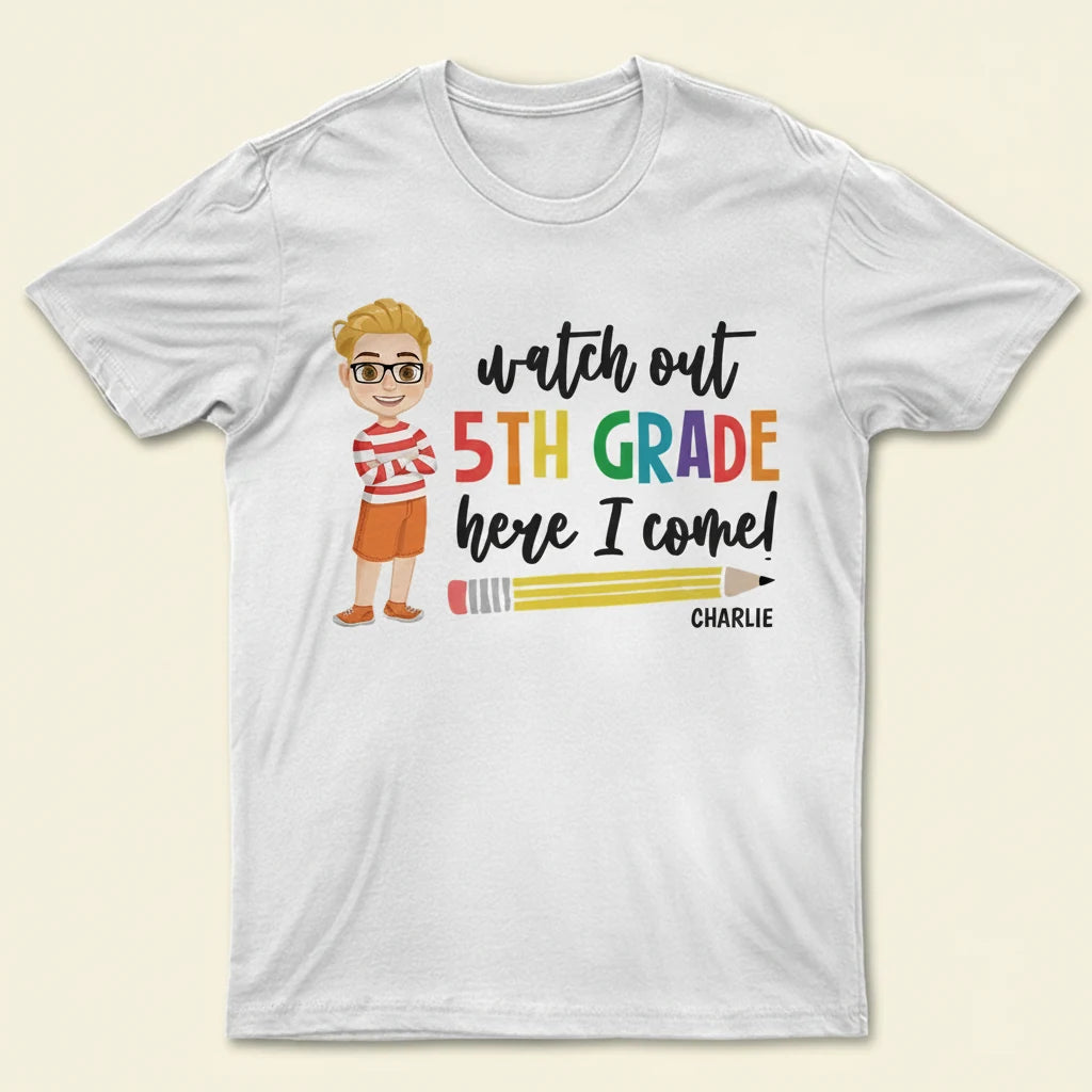 Watch Out Kindergarten Here T-shirt - white background product photo