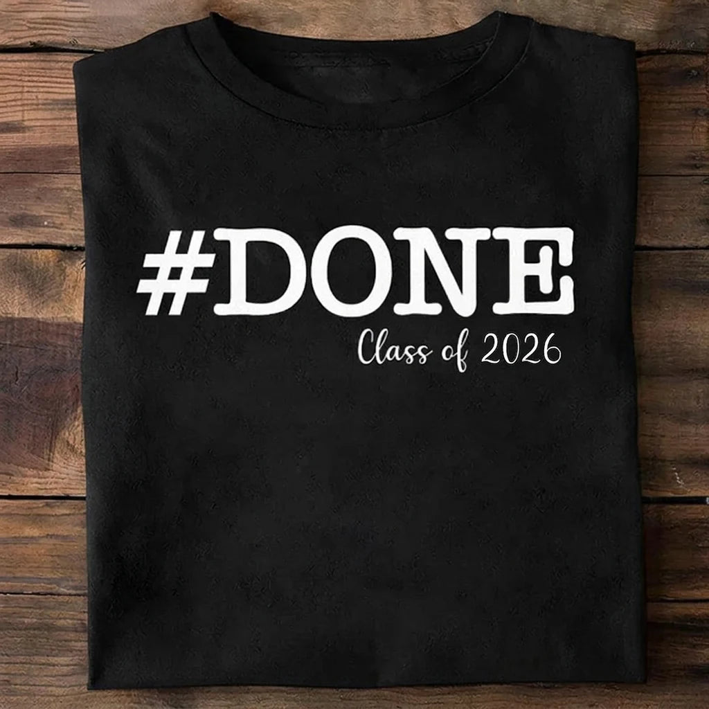 Custom Done Class 2026 T-shirt - product care and notice