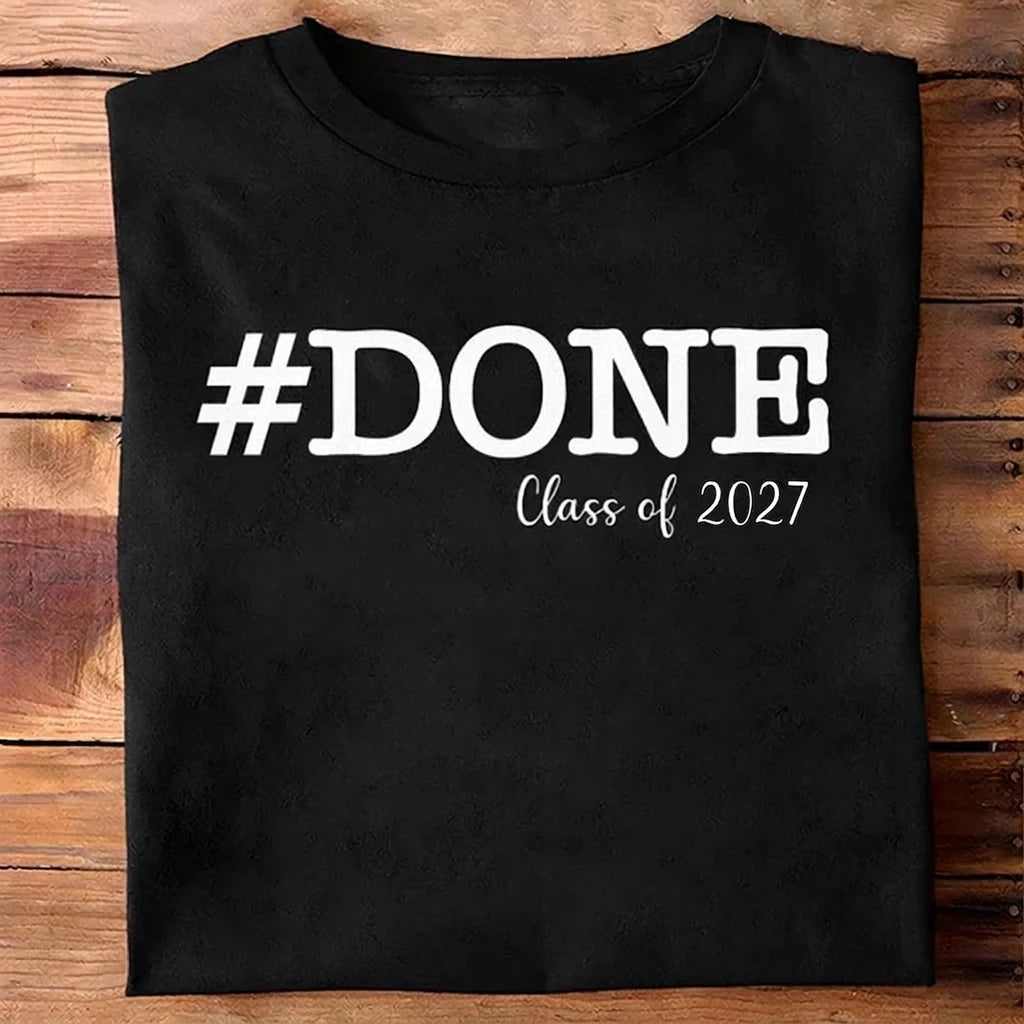 Custom Done Class 2026 T-shirt - product care and notice