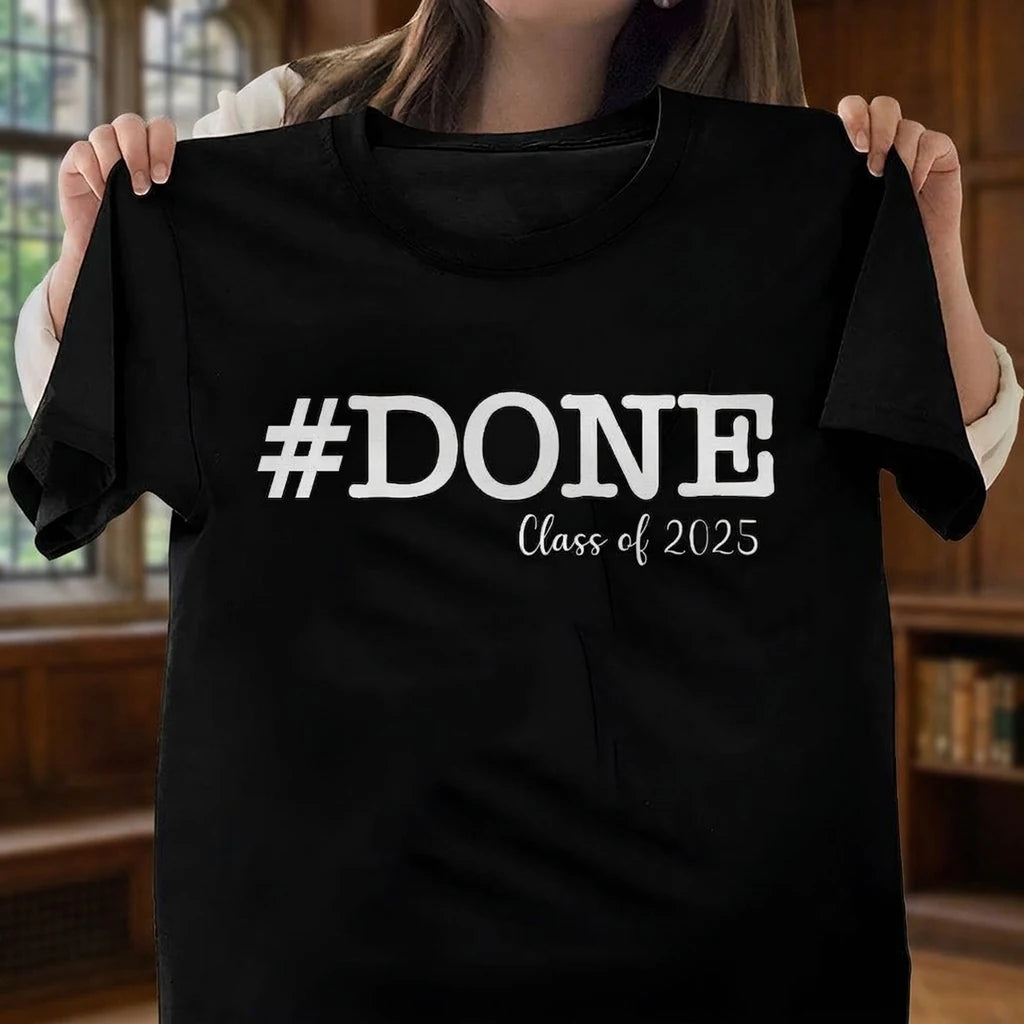Custom Done Class 2026 T-shirt - product care and notice