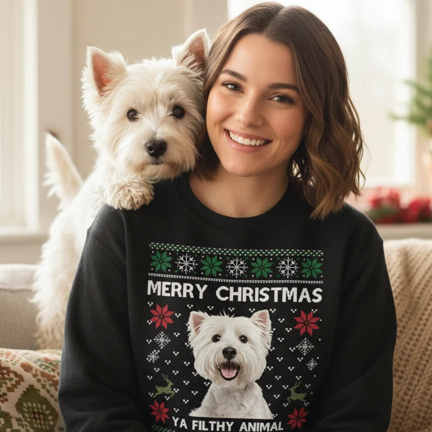 Custom Dog Face Merry Sweatshirt - main product view with custom photo design