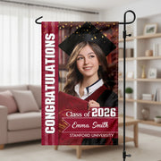 Custom Congratulations Class 2026 Garden Flag - main product view with custom photo design