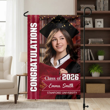 Custom Congratulations Class 2026 Garden Flag - design close up view