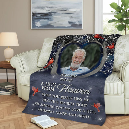 Custom Hug From Heaven Home Decor - detail view of personalized print