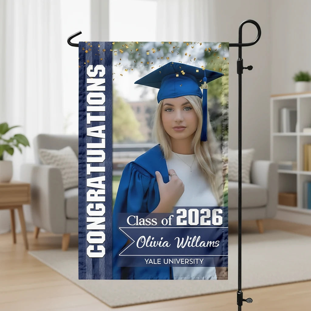 Custom Congratulations Class 2026 Garden Flag - detail view of personalized print