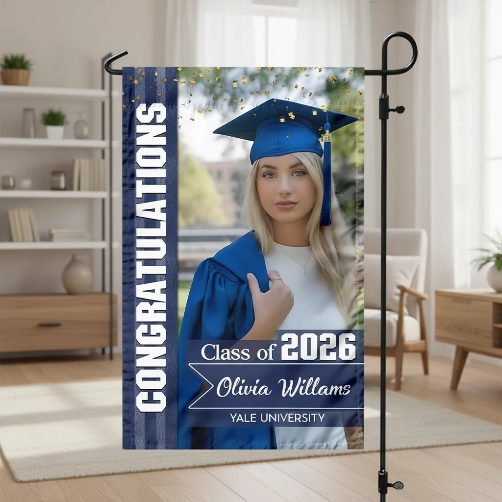 Custom Congratulations Class 2026 Garden Flag - white background product photo