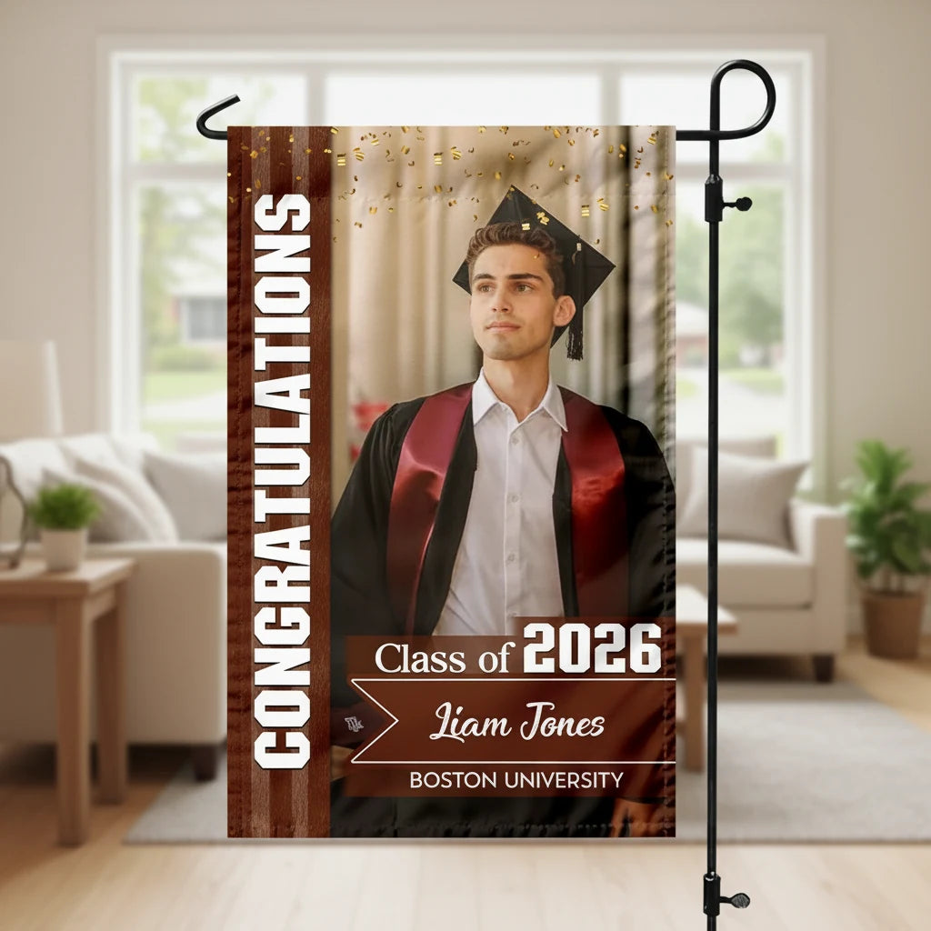 Custom Congratulations Class 2026 Garden Flag - product care and notice