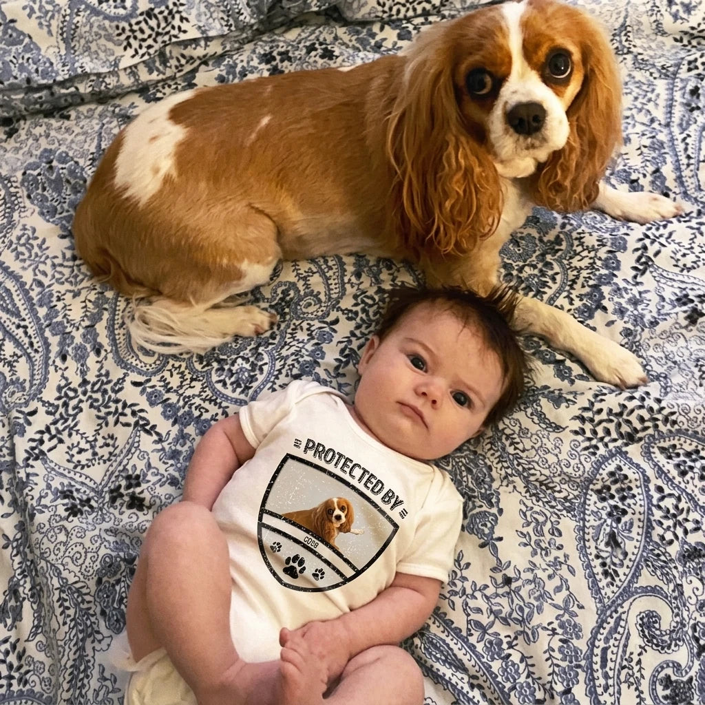 Custom Protected Kid Dog T-Shirt - white background product photo