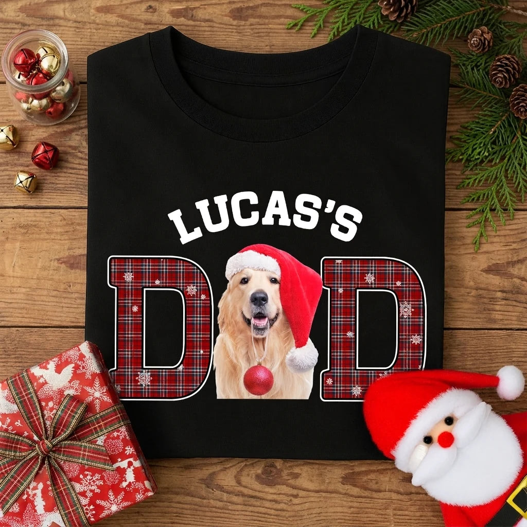 Custom Dog Cat Dad T-shirt - main product view with custom photo design