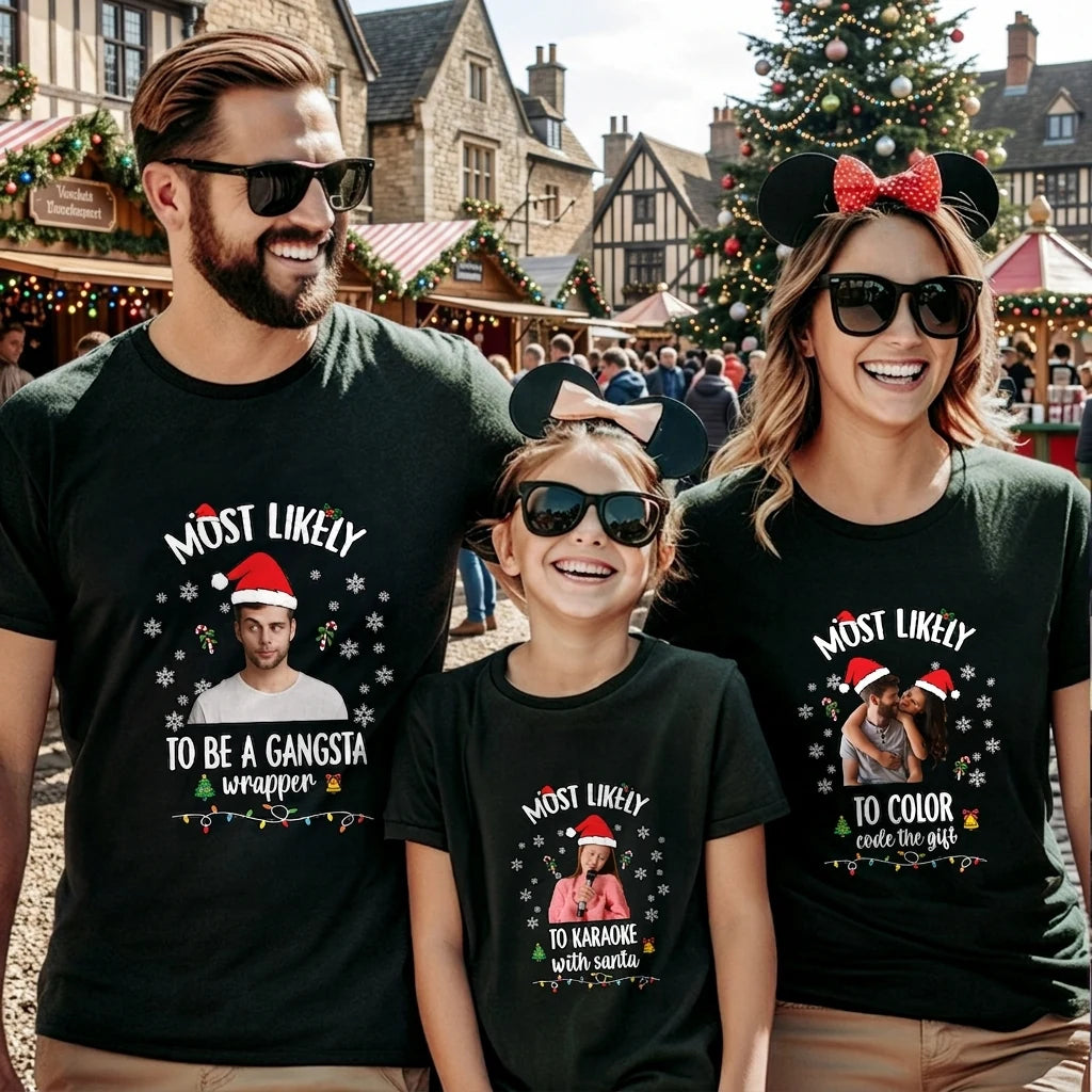 Custom Santa Christmas Matching T-shirt - design close up view