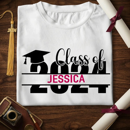 Custom Class 2026 Graduation T-Shirt - detail view of personalized print