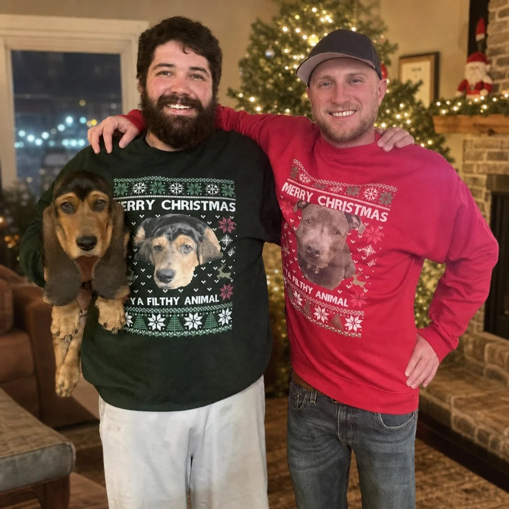 Custom Ya Filthy Animal Sweatshirt - main product view with custom photo design