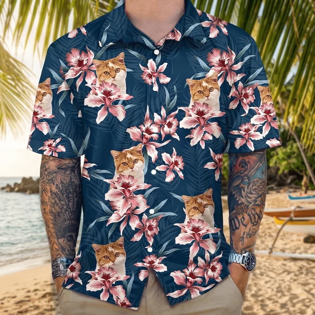Custom Cat Lily Flowers Hawaiian Shirt - product care and notice