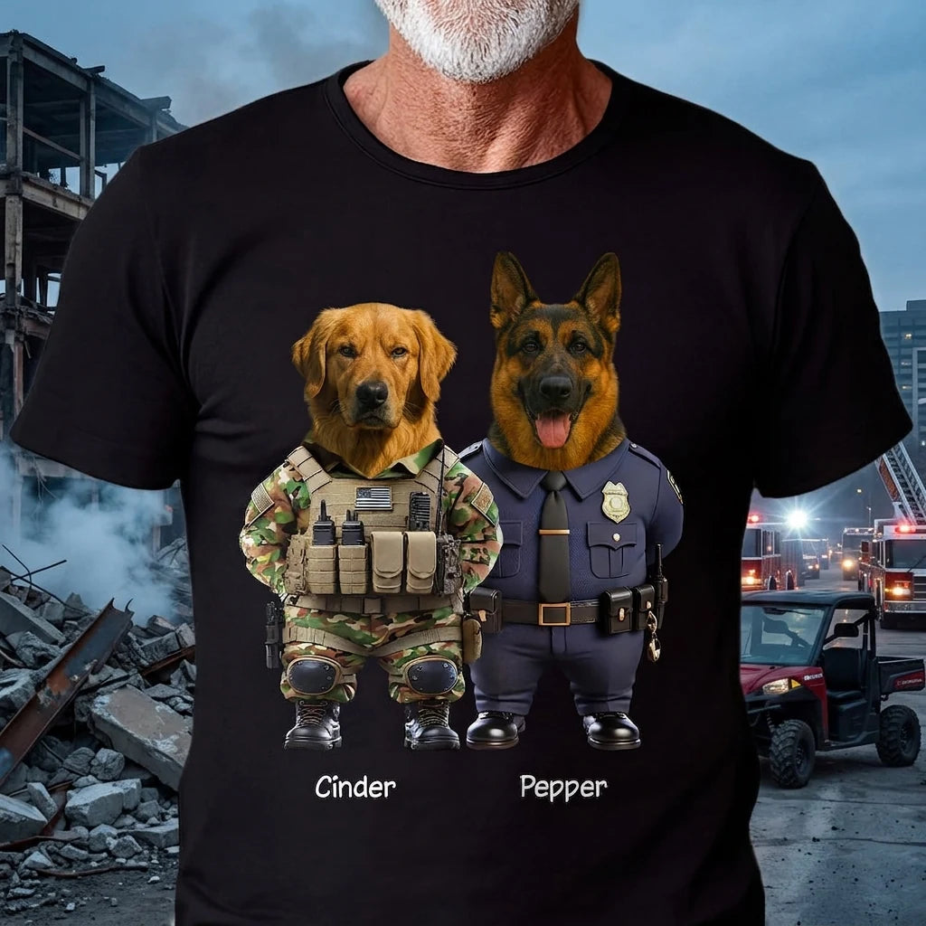 Custom Cool Dog Cat T-Shirt - design close up view