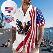 Custom Name American Pride Hawaiian Shirt - main product view with custom photo design