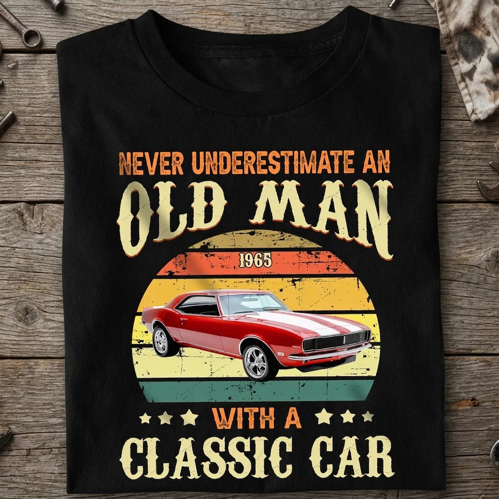 Custom Car Never Underestimate T-Shirt - design close up view