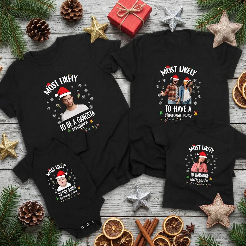 Custom Santa Christmas Matching T-shirt - detail view of personalized print