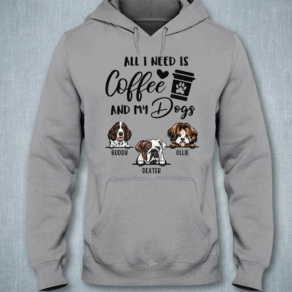 Custom Dog Coffee T-Shirt T-shirt - design close up view