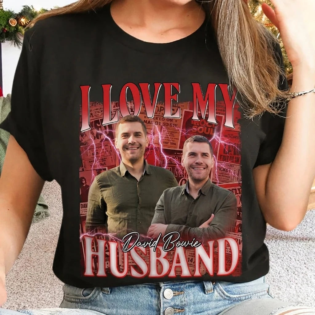 Custom Love My Husband T-shirt - design close up view
